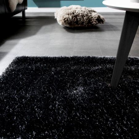 Plush Black Bedroom Rug